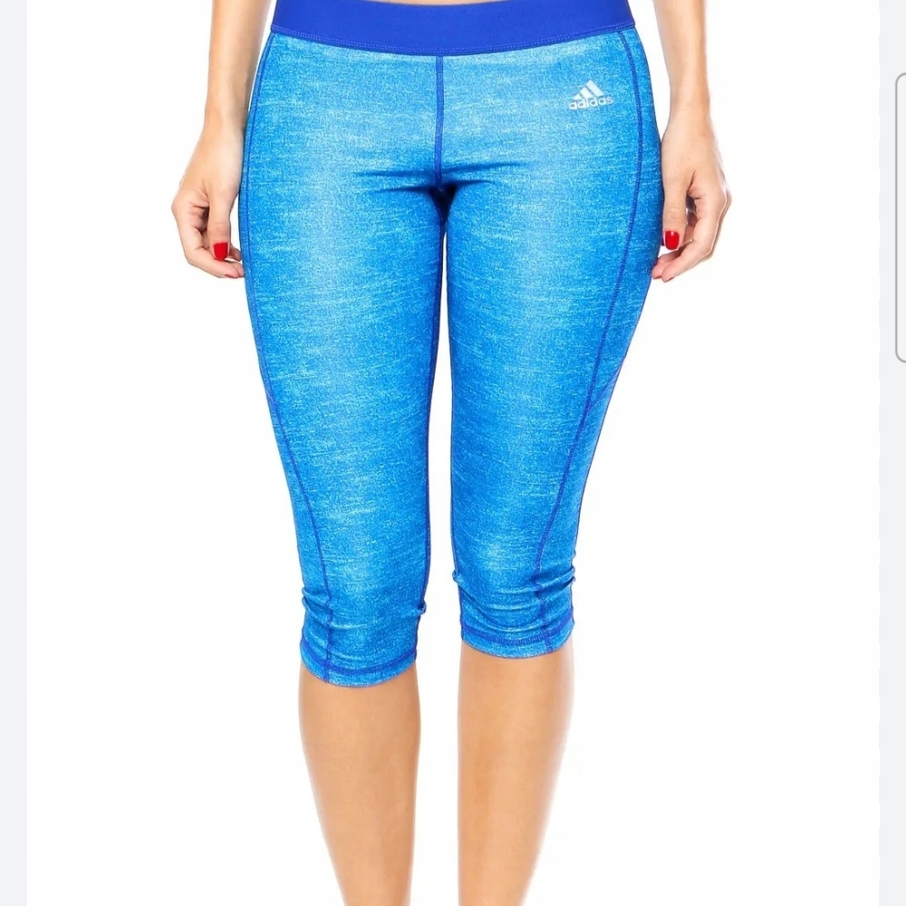 Adidas Women's Blue Capri Leggings Climalite Large With One Pocket